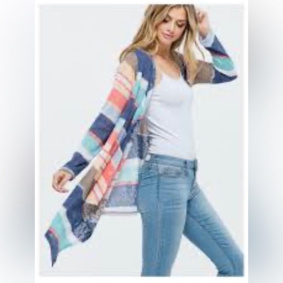 Gorgeous! EUC striped asymmetrical sweater from White Birch, size medium - Picture 2 of 8